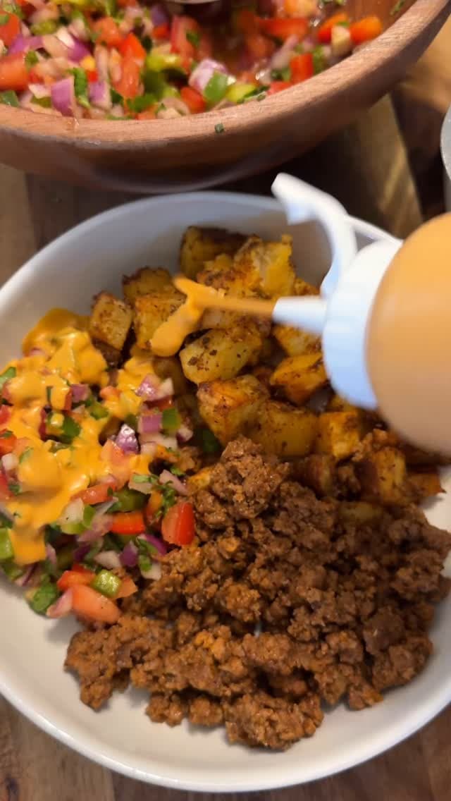Cheesy Beef Taco Potato Bowl
