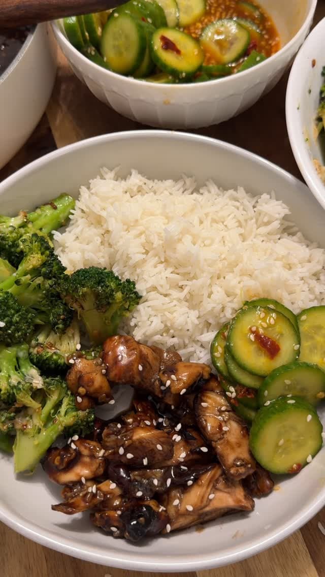 Teriyaki Chicken With Rice And Spicy Cucumber Salad