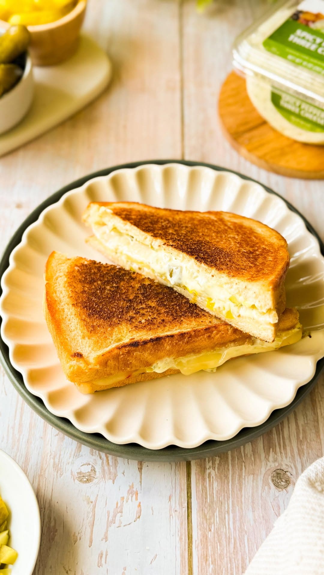 Spicy Pickle & Pepper Three Cheese Grilled Cheese