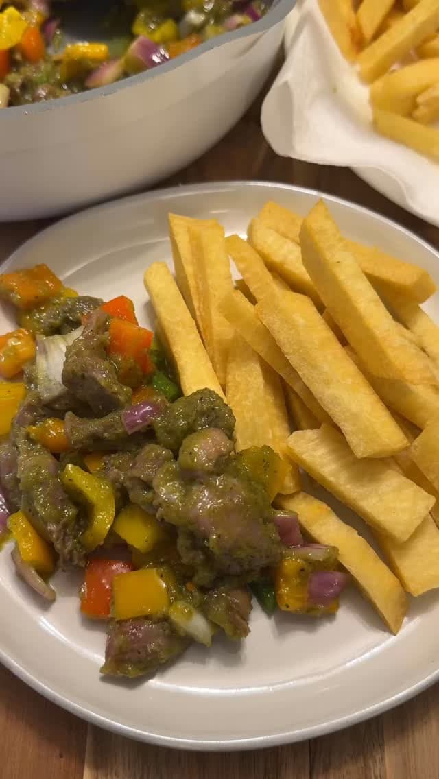 Yam Fries With Gizzard Pepper Sauce