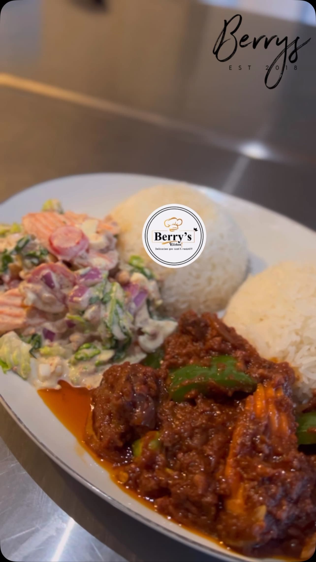 Fish Stew with Rice and Salad
