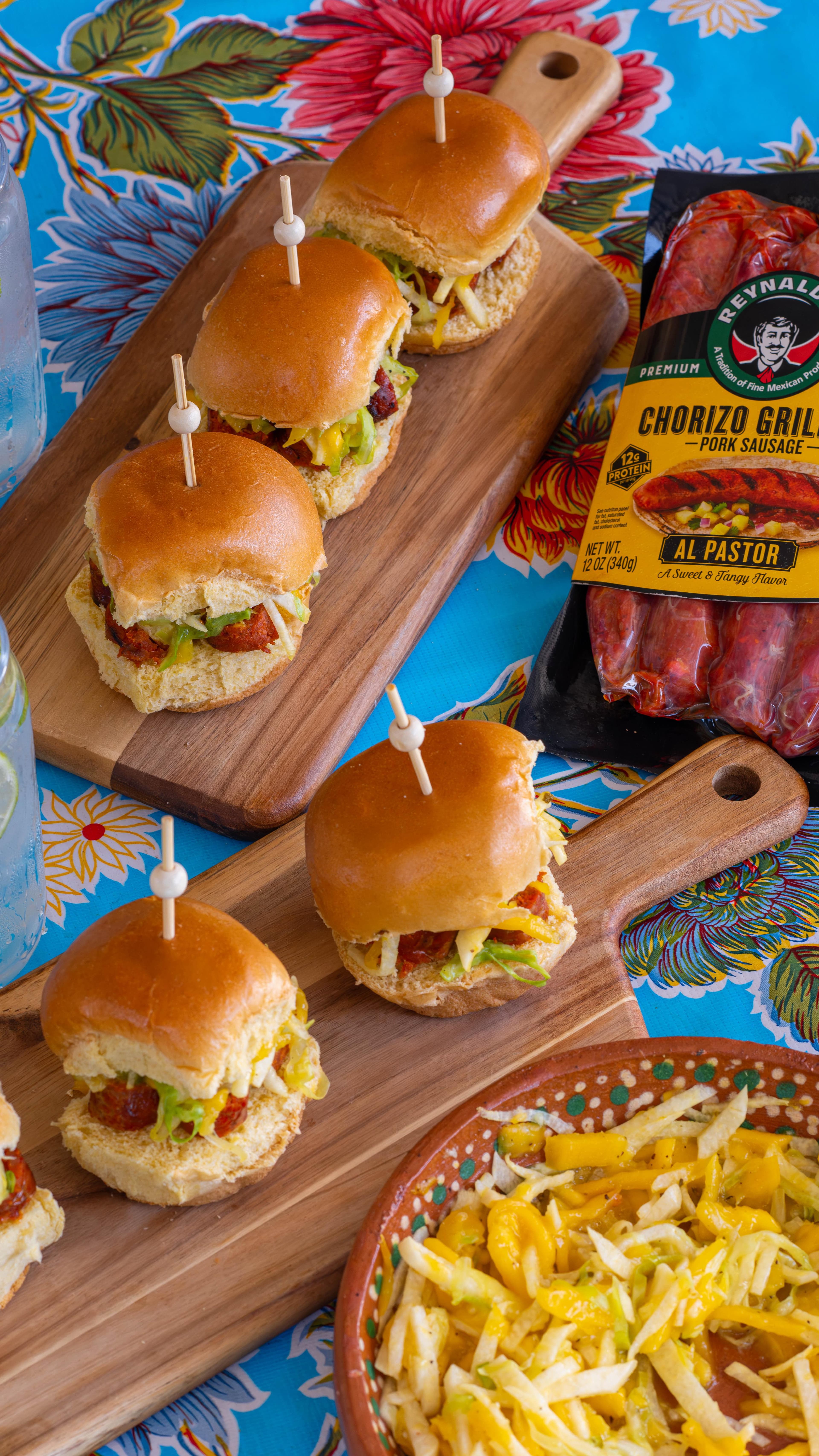 Grilled Chorizo Sliders With Mango Jicama Slaw